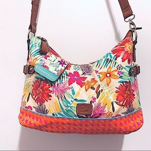 NWT Plum by LaTique Floral Leather Shoulder Bag Purse